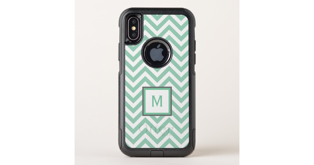 Mint Green Chevron Monogrammed Otterbox Case Zazzle