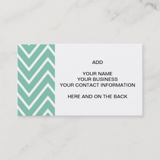 Customizable Mint Green Chevron Pattern 2 Business Cards