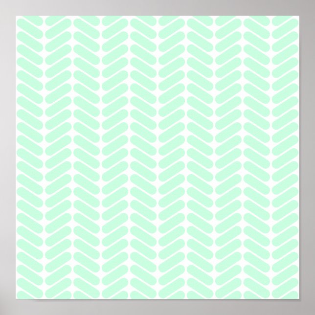 Mint Green Chevron Pattern, like Knitting. Poster (Front)