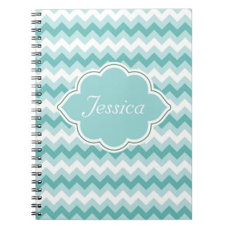 Mint Green Chevron Personalized Spiral NoteBooks