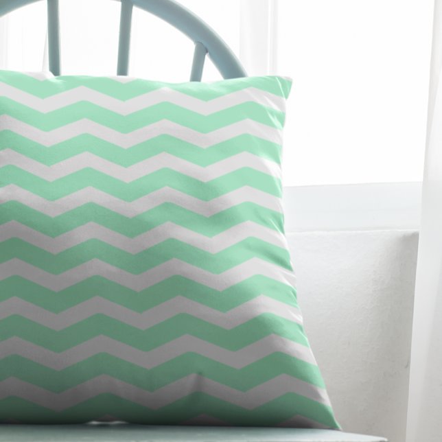 Mint Green Chevron Throw Pillow (Creator Uploaded)