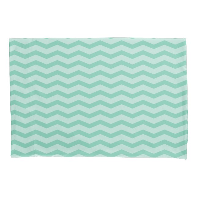 Mint green chevron zigzag pattern pillowcase (Front)