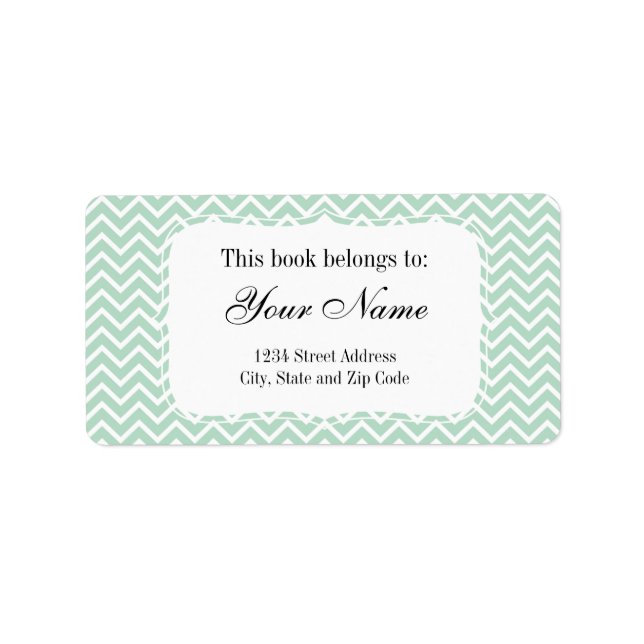 Mint Green Chevron Zigzag Stripes Label (Front)