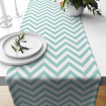 Mint Green Chevrons Pattern Short Table Runner by heartlockedhome at Zazzle