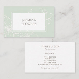 Mint Green Chic Floral Label Business Card