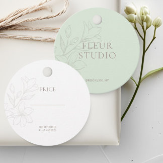 Mint Green| Chic Minimal Floral Price Tags