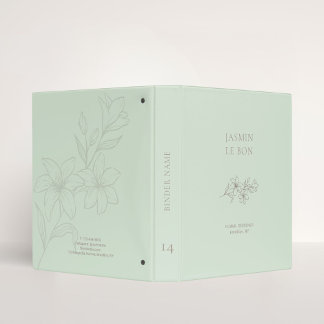 Mint Green | Chic Minimalist Floral Binder