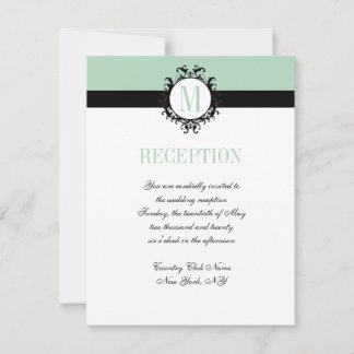 Mint Green Chic Monogram | Wedding Reception Card