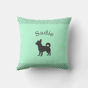 Mint Green Chihuahua Personalized Matching Throw Pillow