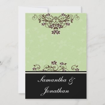 Mint Green & Chocolate Brown Wedding Invitation by OLPamPam at Zazzle