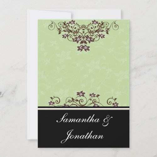 Mint Green &amp; Chocolate Brown Wedding Invitation