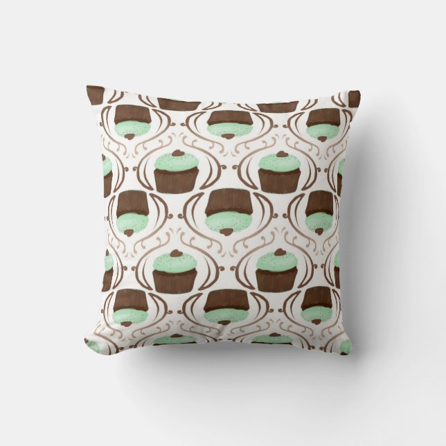 Mint Green Chocolate Cupcake Pillow (Front)