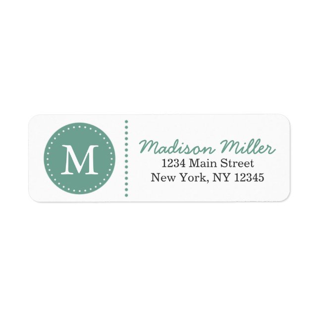Mint Green Circle Dots Custom Monogram Label (Front)