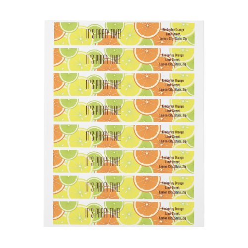Mint Green Citrus Fruit Slices Return Address Wrap Around Label