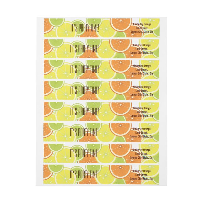 Mint Green Citrus Fruit Slices Return Address