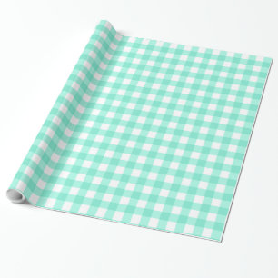 Mint Green Classic Gingham Checkered Pattern Wrapping Paper