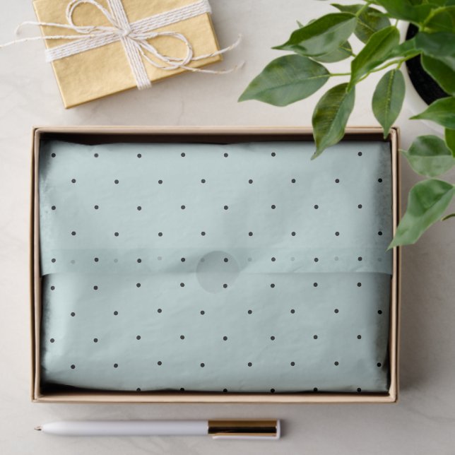 Mint Green Classic Mini Black Polka Dots Pattern Tissue Paper (Gift)