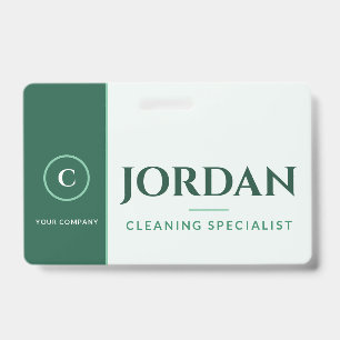Mint Green Cleaning Service Logo Employee ID Badge
