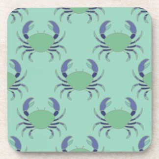 Mint Green Coastal Crab Pattern Coasters
