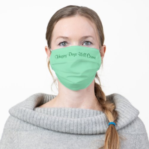 Mint Green Color Background Template Motivational Adult Cloth Face Mask