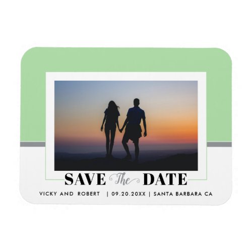 Mint green color block wedding Save the Date photo Magnet