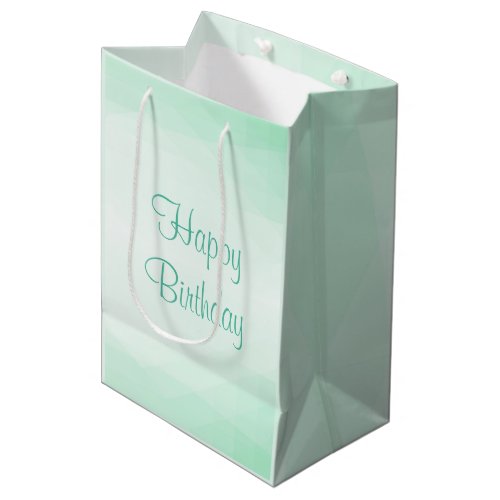 Mint Green Color Elegant Happy Birthday Modern Medium Gift Bag