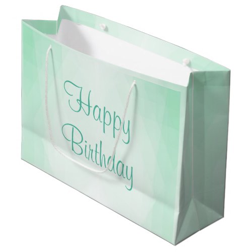 Mint Green Color Happy Birthday Modern Template Large Gift Bag