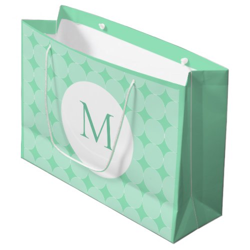 Mint Green Color Monogram Elegant Modern Template Large Gift Bag