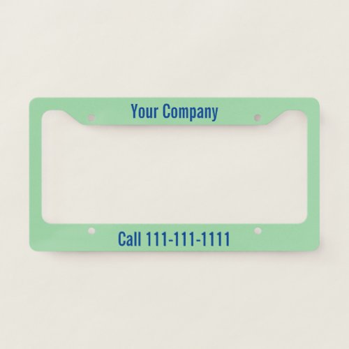 Mint Green Company Advertisement License Plate Frame