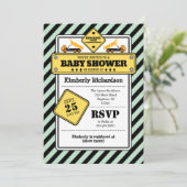 Mint Green Construction Baby Shower Invitation (Standing Front)