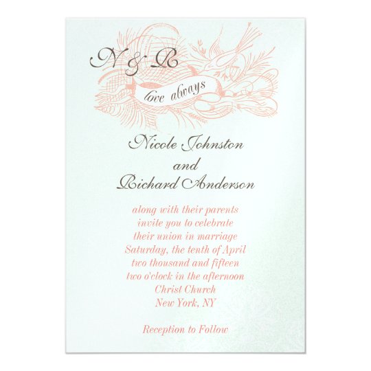 Coral Pink Wedding Invitations 3