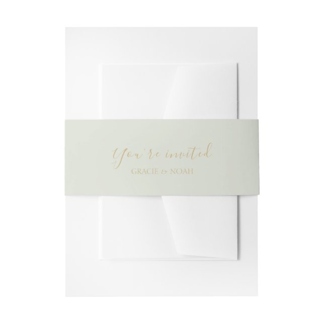 Mint Green | Couple Monogrammed Wedding Invitation Belly Band (Front Example)