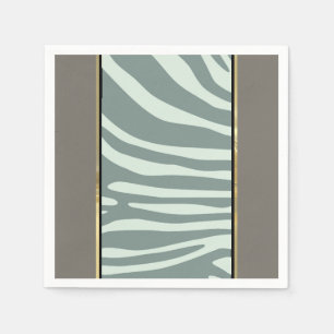 Mint green, cream, and black zebra print napkins