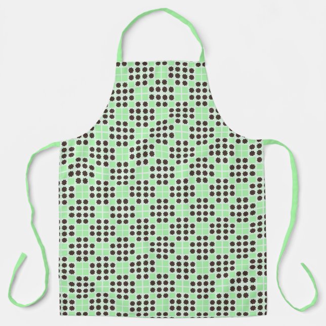 Mint Green Cream And Chocolate Chip Quilt Pattern Apron (Front)