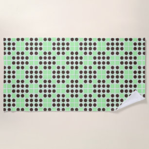 Mint Green Cream And Chocolate Chip Quilt Pattern Beach Towel