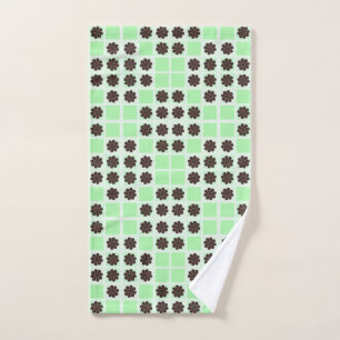 Mint Green Cream And Chocolate Chip Quilt Pattern Hand Towel