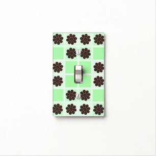 Mint Green Cream And Chocolate Chip Quilt Pattern Light Switch Cover