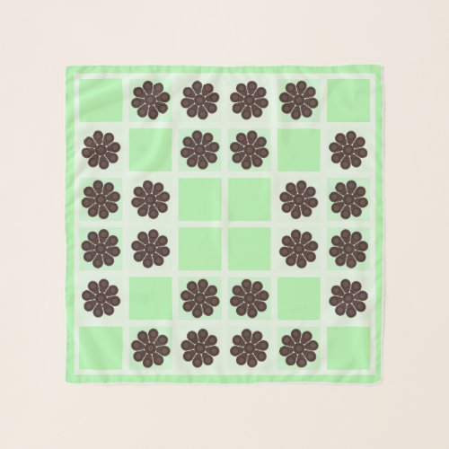 Mint Green Cream And Chocolate Chip Quilt Pattern Scarf