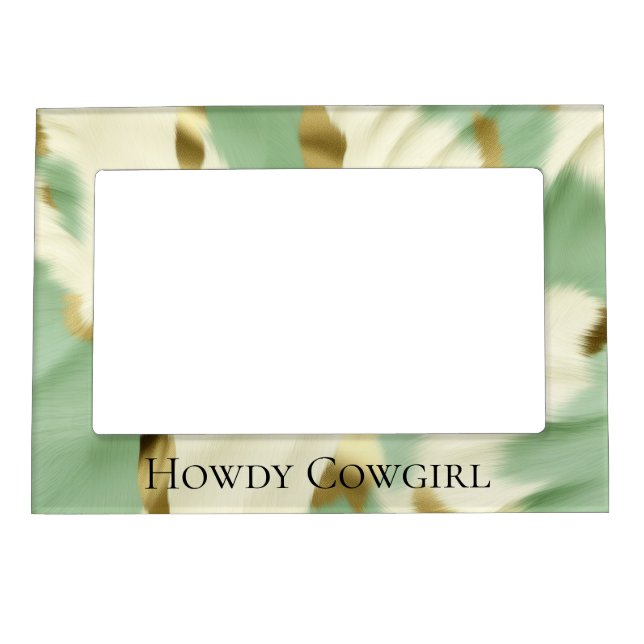 Mint Green Cream Gold Cowhide Magnetic Frame (Front)