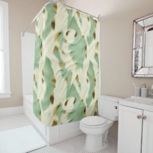 Mint Green Cream Gold Cowhide Shower Curtain