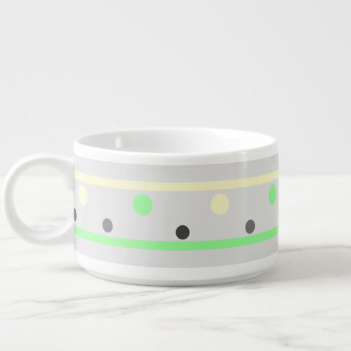 Mint Green Cream Grey Polka Dots Bowl