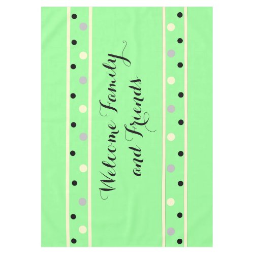 Mint Green Cream Grey Polka Dots Friends Tablecloth