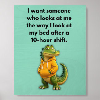 Mint Green Crocodile Character Photo Tile – Funny