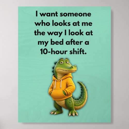 Mint Green Crocodile Character Photo Tile – Funny