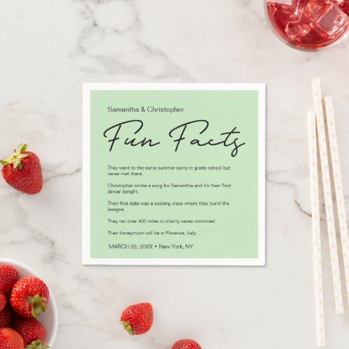 Mint Green Custom fun fact Personalized Napkins