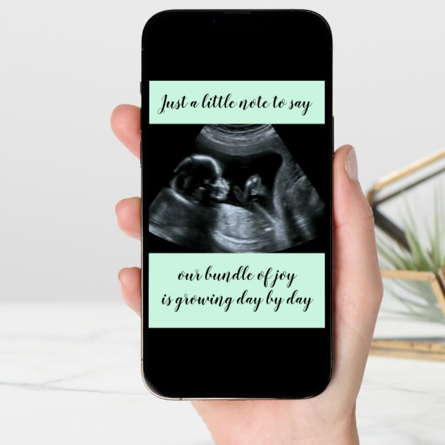 Mint Green Custom Sonogram Photo Pregnancy Announcement (Front Digital)