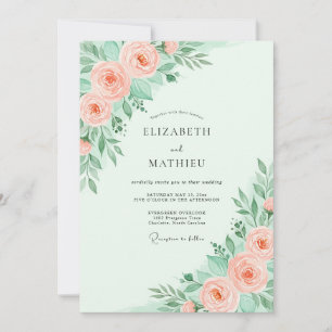 Mint Green Dainty Spring Wedding Invitation