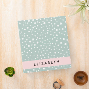 Mint Green Dalmatian Dots, Spots, Your Name 3 Ring Binder