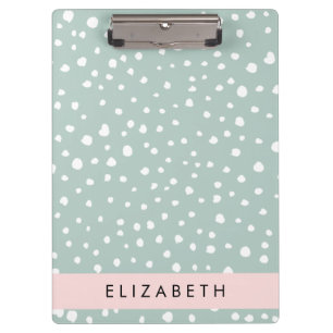 Mint Green Dalmatian Dots, Spots, Your Name Clipboard