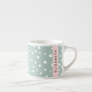 Mint Green Dalmatian Dots, Spots, Your Name Espresso Cup
